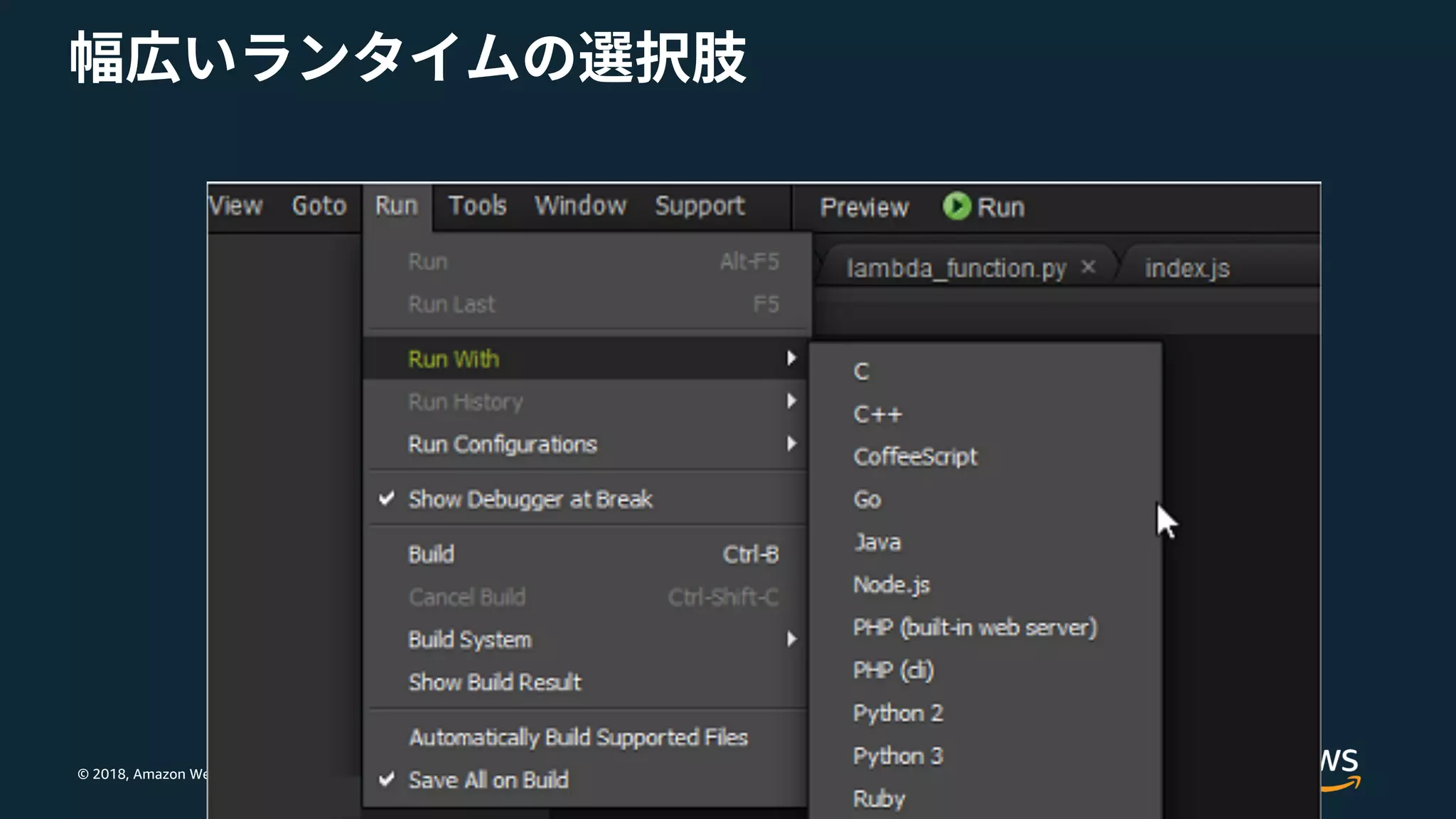 © 2018, Amazon Web Services, Inc. or its Affiliates. All rights reserved.
 