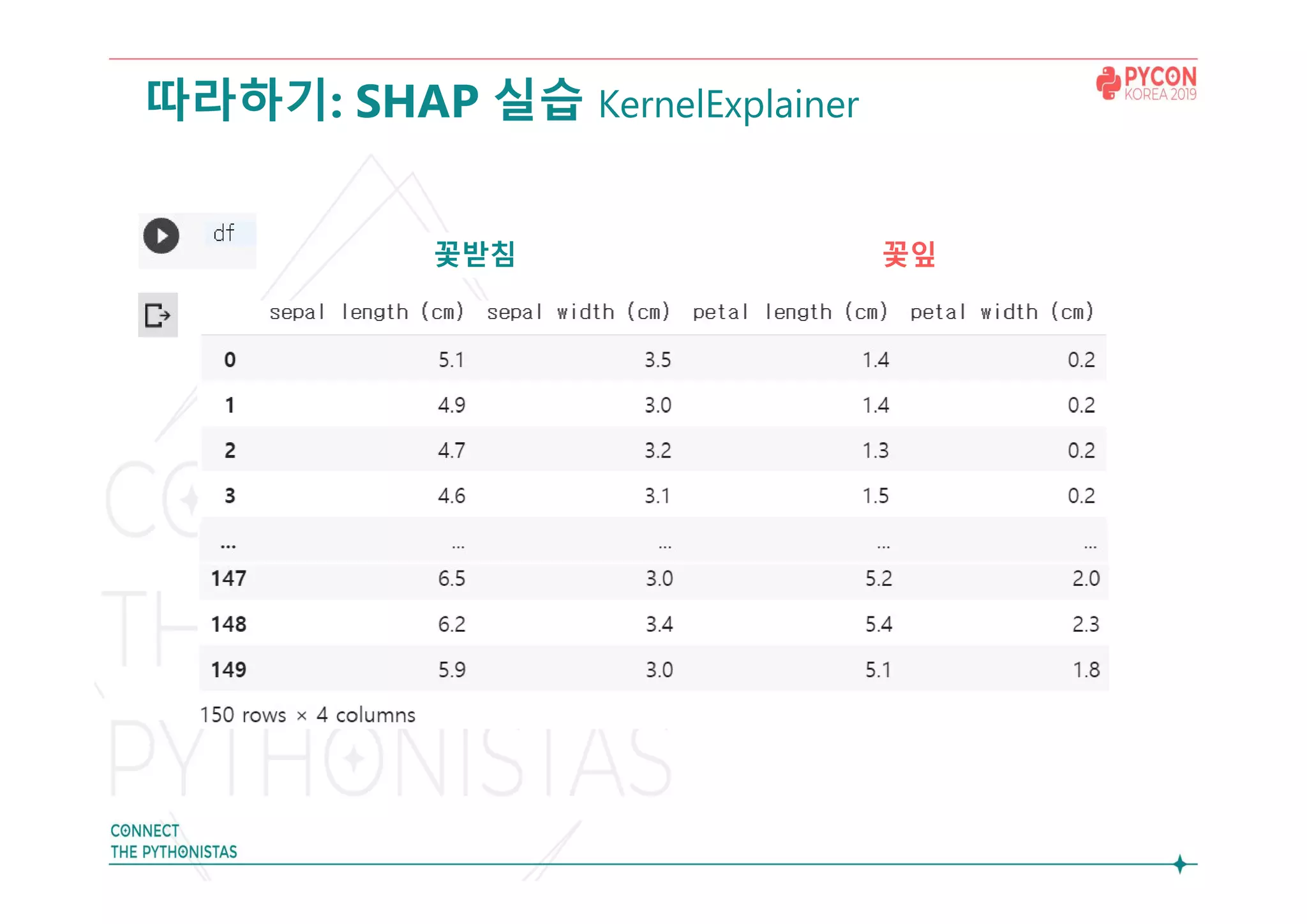 따라하기: SHAP 실습 KernelExplainer
꽃받침 꽃잎
 