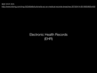 Electronic Health Records
(EHR)
배경 이미지 위치:
http://www.trbimg.com/img-552d5b6b/turbine/la-sci-sn-medical-records-breaches-20150414-001/800/800x450
 