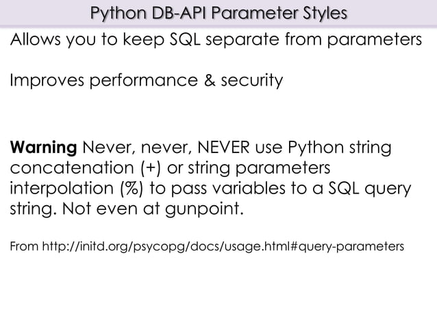 Relational Database Access with Python | PPT