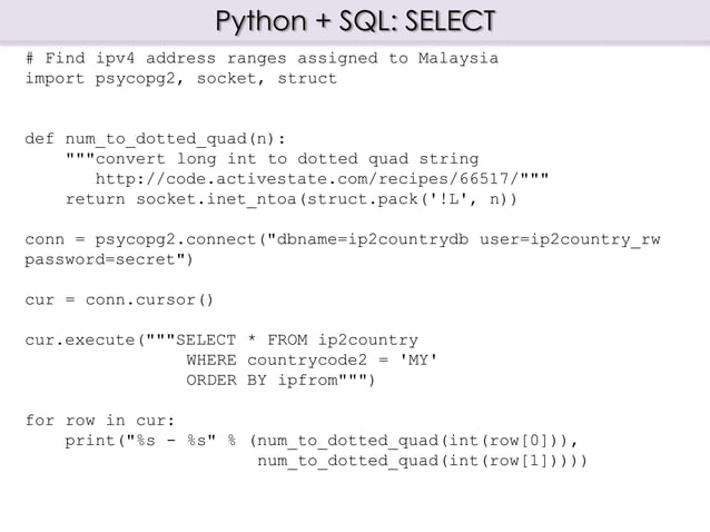 Relational Database Access with Python | PPT