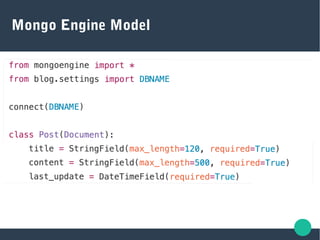 Django with MongoDB using MongoEngine | ODP