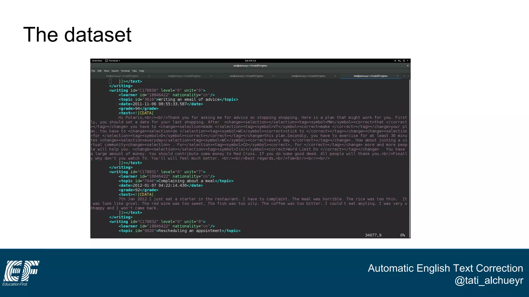 Automatic English Text Correction
@tati_alchueyr
The dataset
 