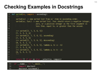 Checking Examples in Docstrings 
155  