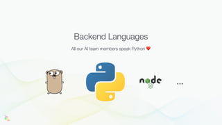 Backend Languages
All our AI team members speak Python ❤
…
 