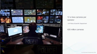 400 million cameras
ref: UK Police Scientiﬁc and Development Branch (PSDB)
12 or less cameras per
operator
- UK Police Scientiﬁc Department
 