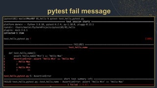 pytest fail message
 