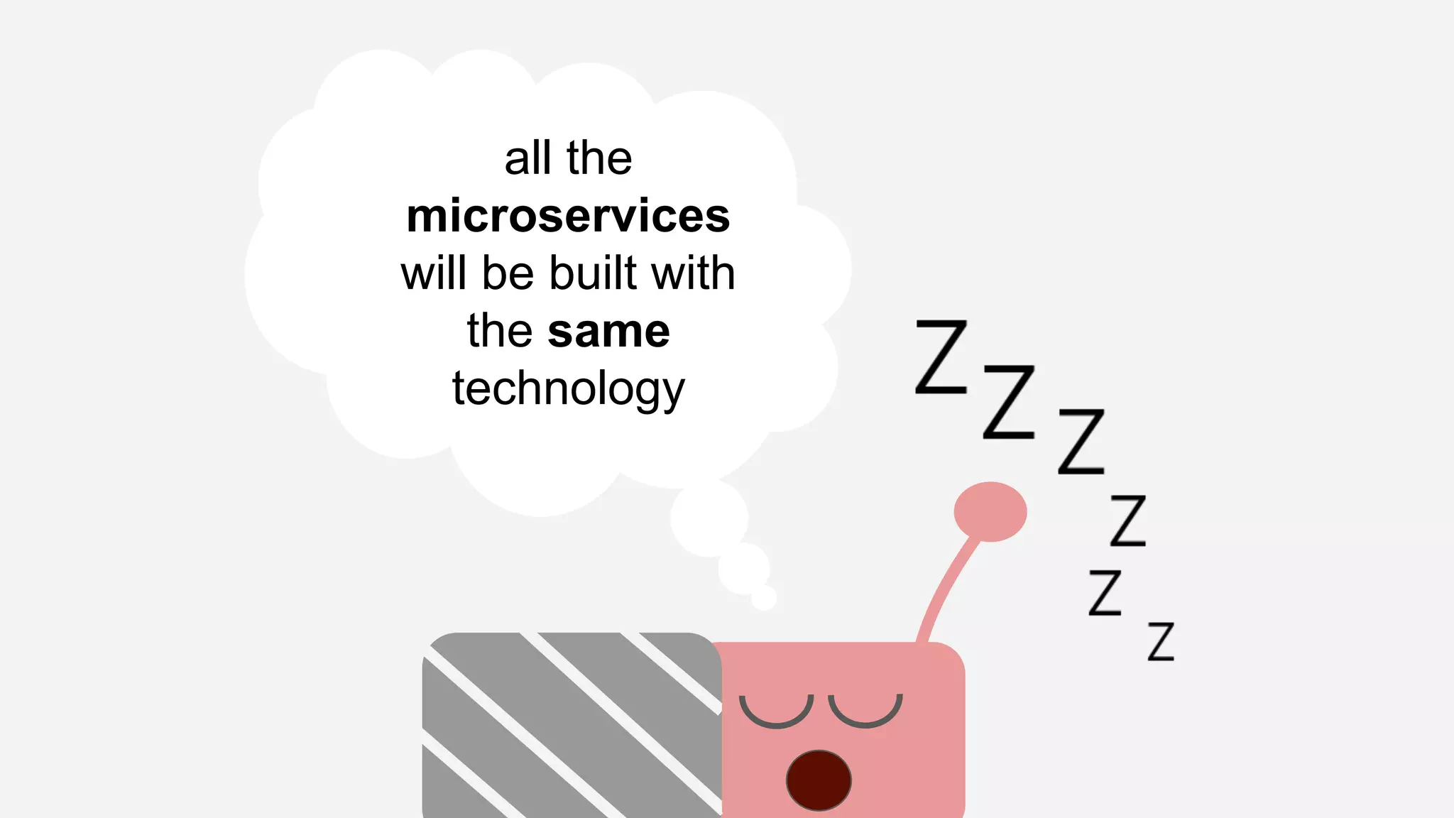 all the
microservices
will be built with
the same
technology
 