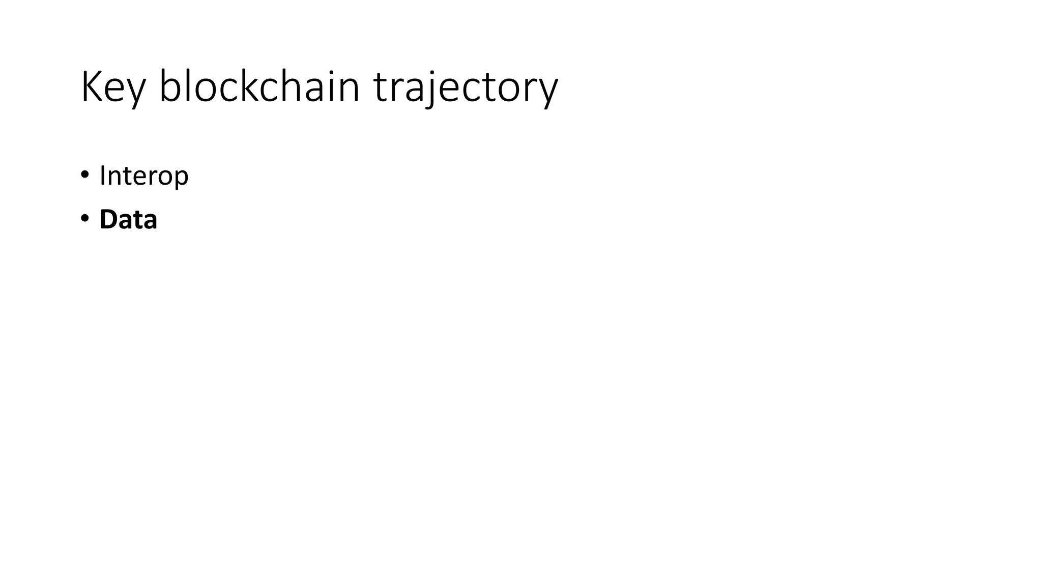 Key blockchain trajectory
• Interop
• Data
 