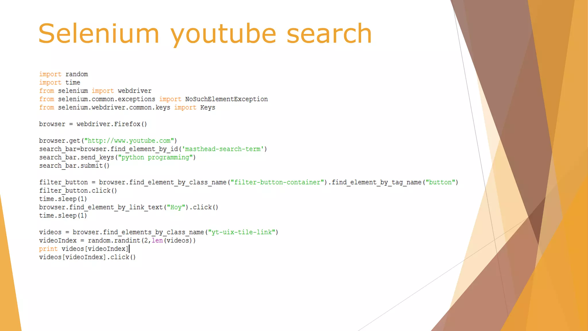 Selenium youtube search
 