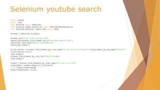 Selenium youtube search
 