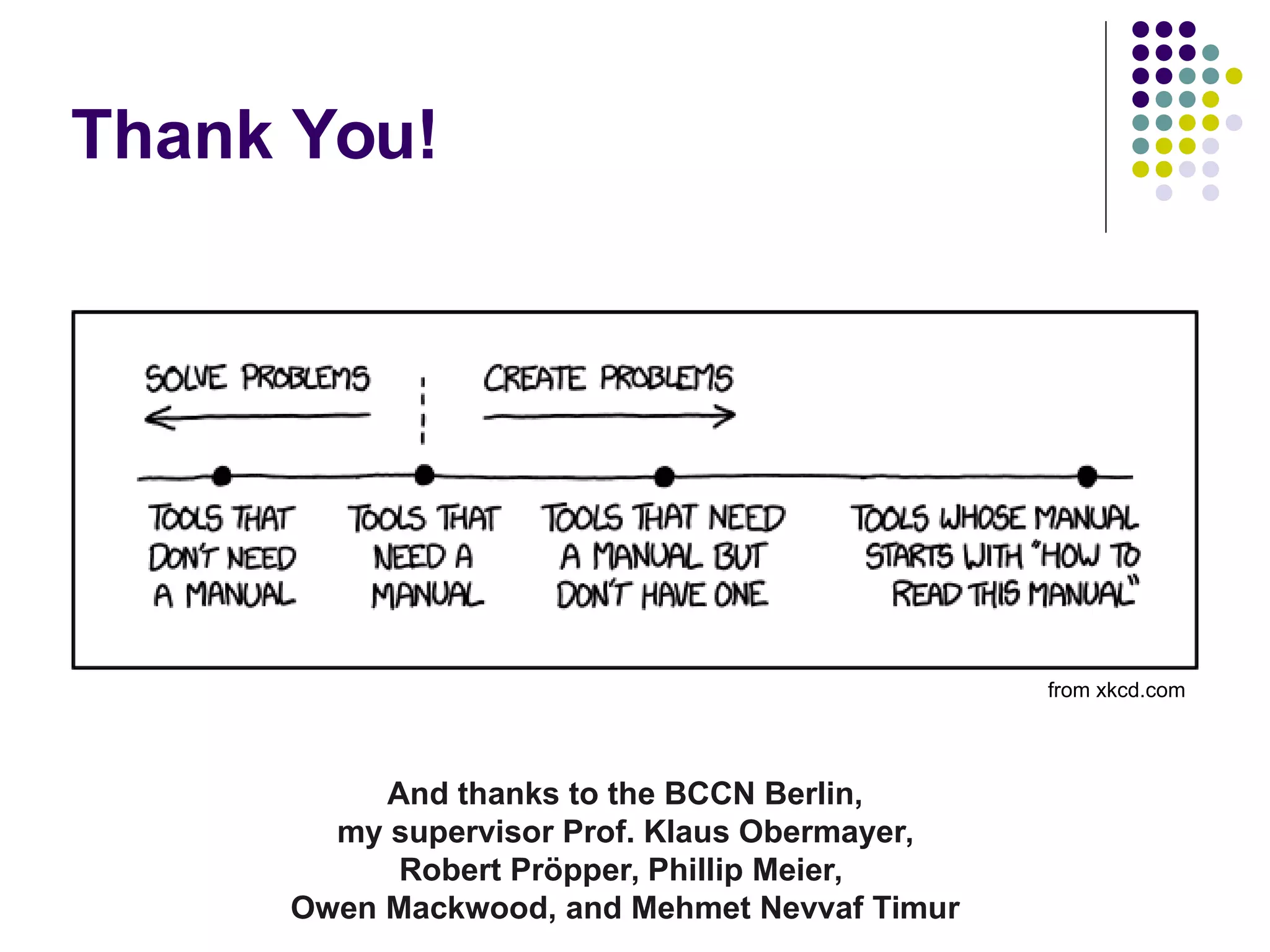 Thank You!
from xkcd.com
And thanks to the BCCN Berlin,
my supervisor Prof. Klaus Obermayer,
Robert Pröpper, Phillip Meier,
Owen Mackwood, and Mehmet Nevvaf Timur
 