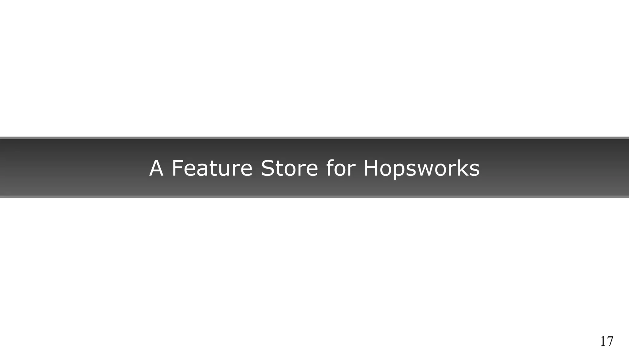 A Feature Store for Hopsworks
17
 