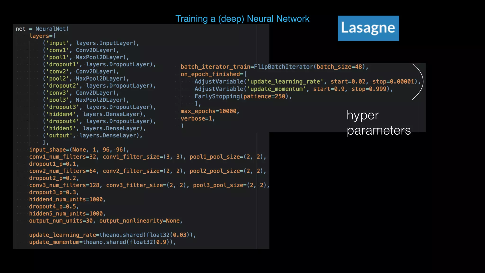 Training a (deep) Neural Network hyper  parameters 
