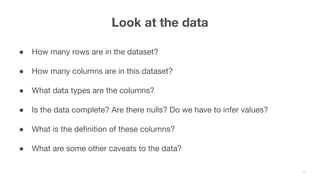 ● How many rows are in the dataset?
● How many columns are in this dataset?
● What data types are the columns?
● Is the da...
