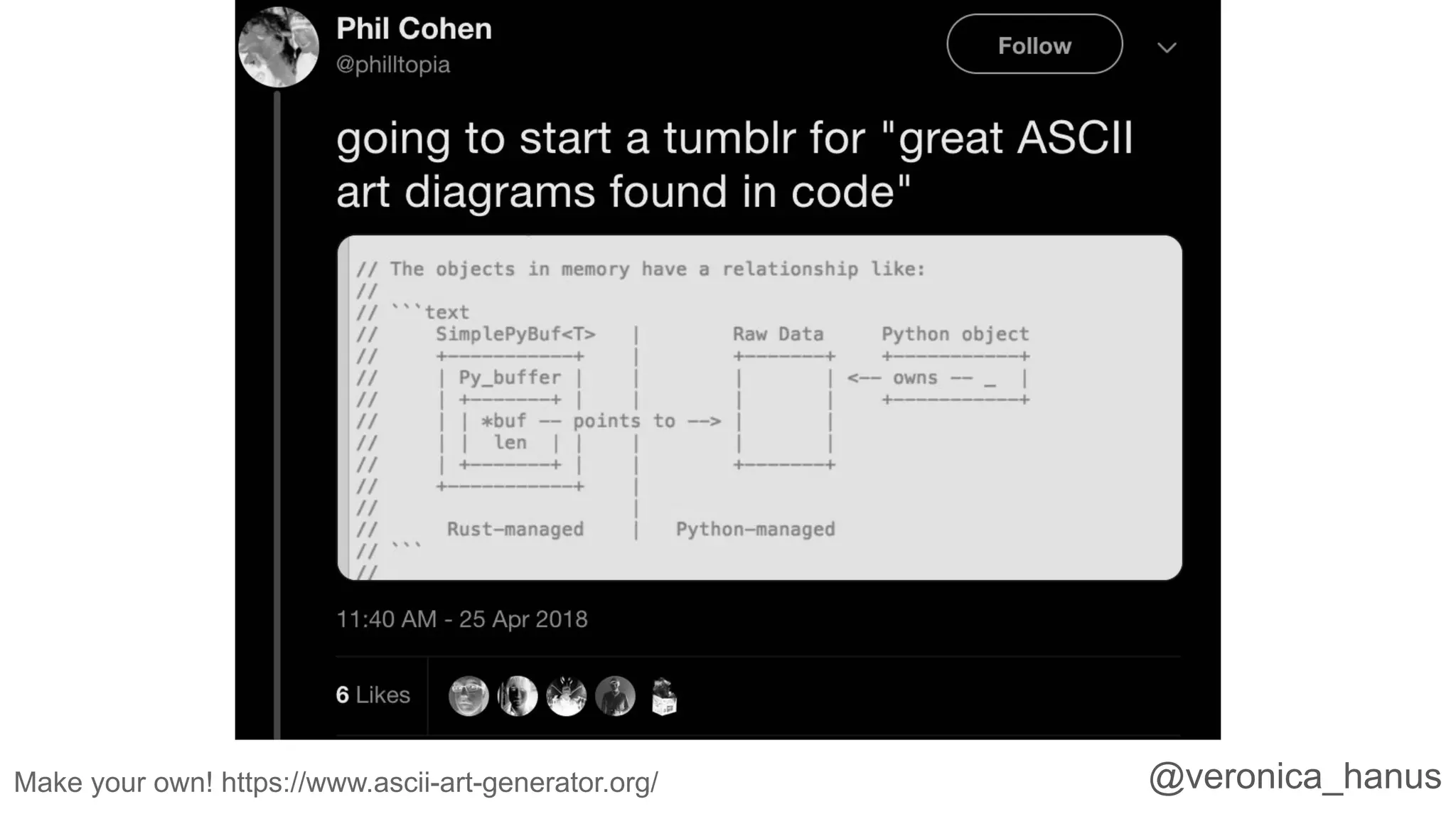 @veronica_hanusMake your own! https://www.ascii-art-generator.org/
 