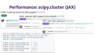 Performance: scipy.cluster (JAX)
 