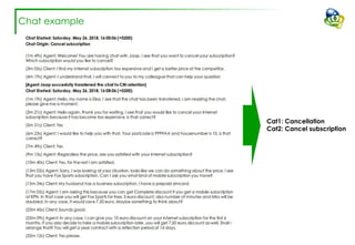 Chat example
Cat1: Cancellation
Cat2: Cancel subscription
 