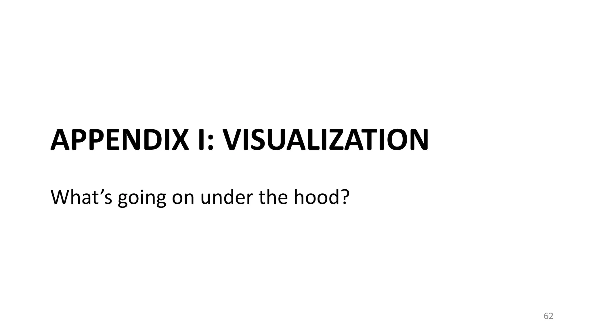 APPENDIX I: VISUALIZATION
62
What’s going on under the hood?
 