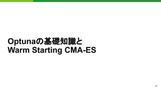30
Optunaの基礎知識と
Warm Starting CMA-ES
 