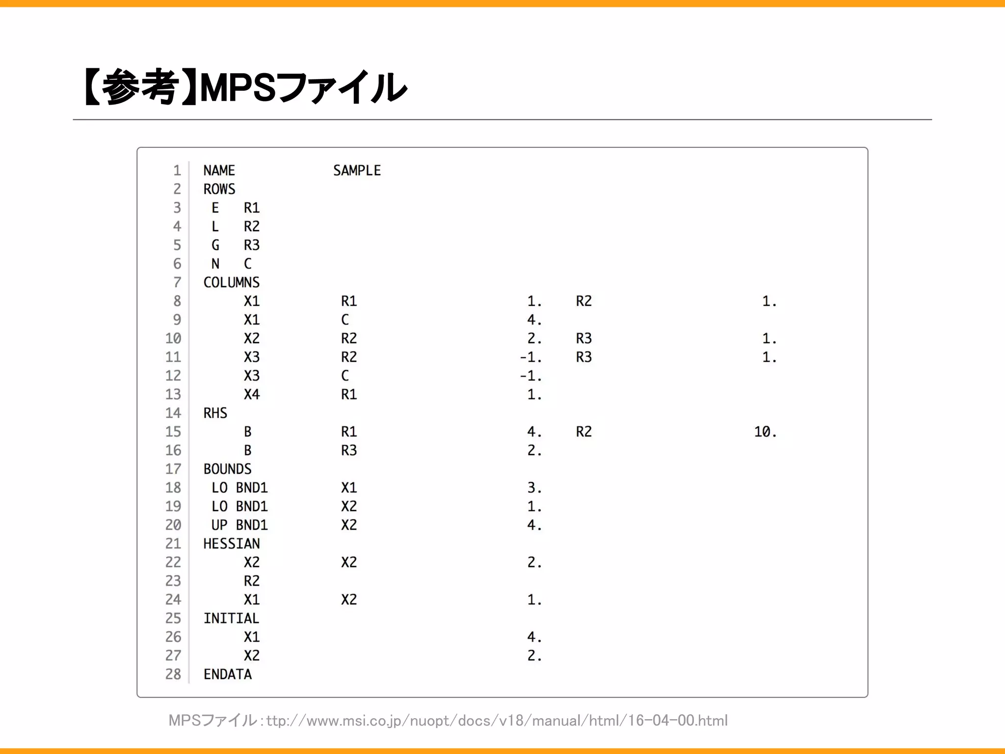 【参考】MPSファイル
MPSファイル：ttp://www.msi.co.jp/nuopt/docs/v18/manual/html/16-04-00.html
 