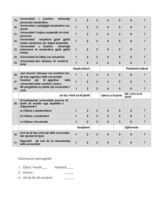 Pyetsor Pyetësor për cilësinë e shërbimit | PDF