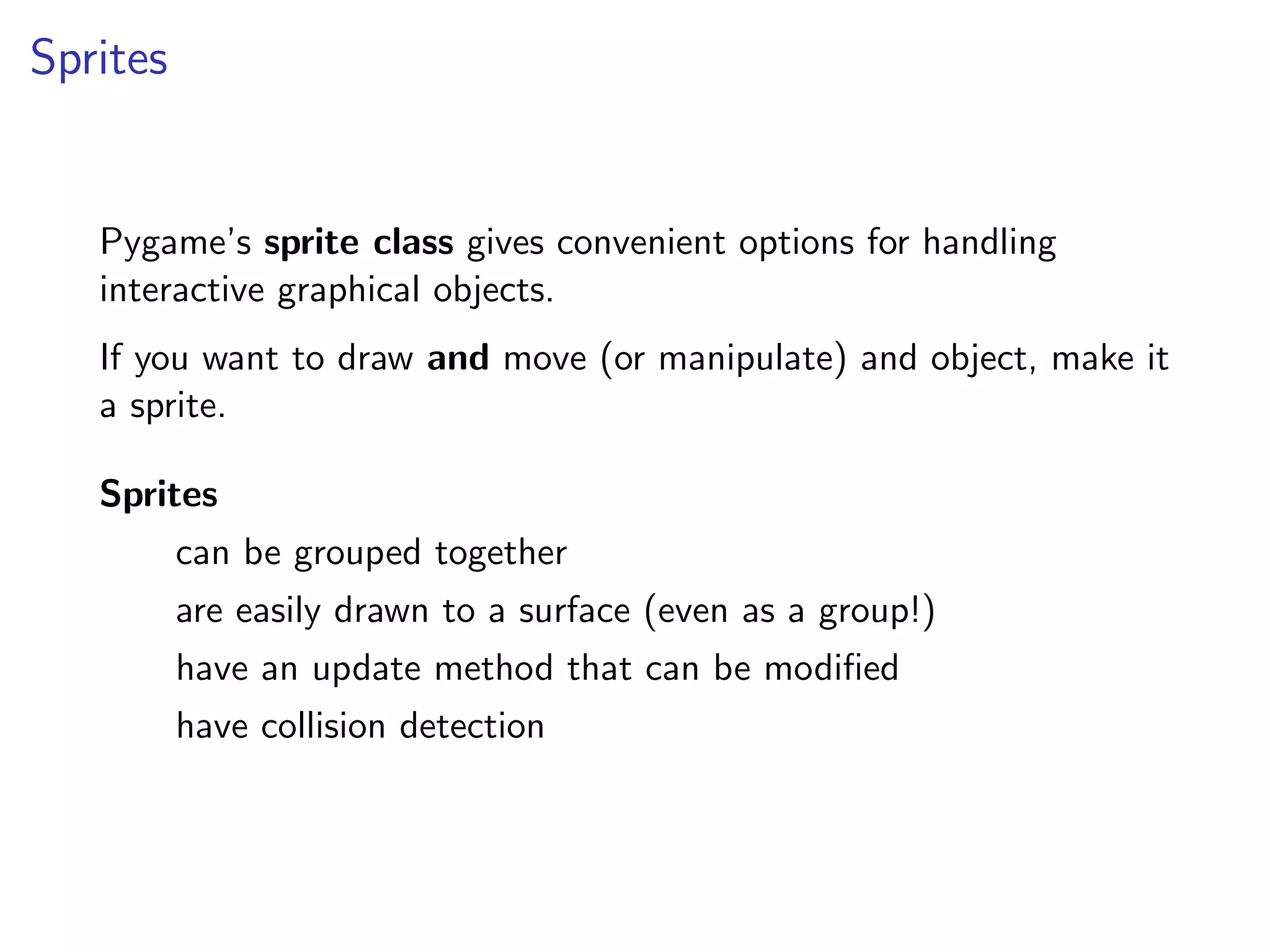 Pygame presentation | PDF