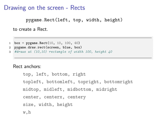 Pygame presentation | PDF