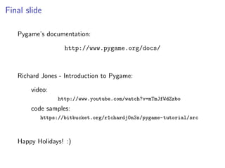 Pygame presentation | PDF