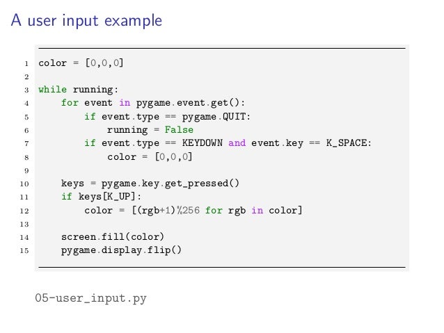 pygame keyup