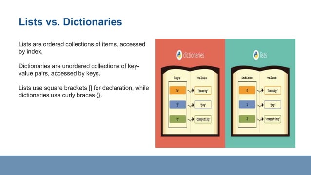 Python_23B81A6625presentationlistvsdict.pptx | Programming Languages ...