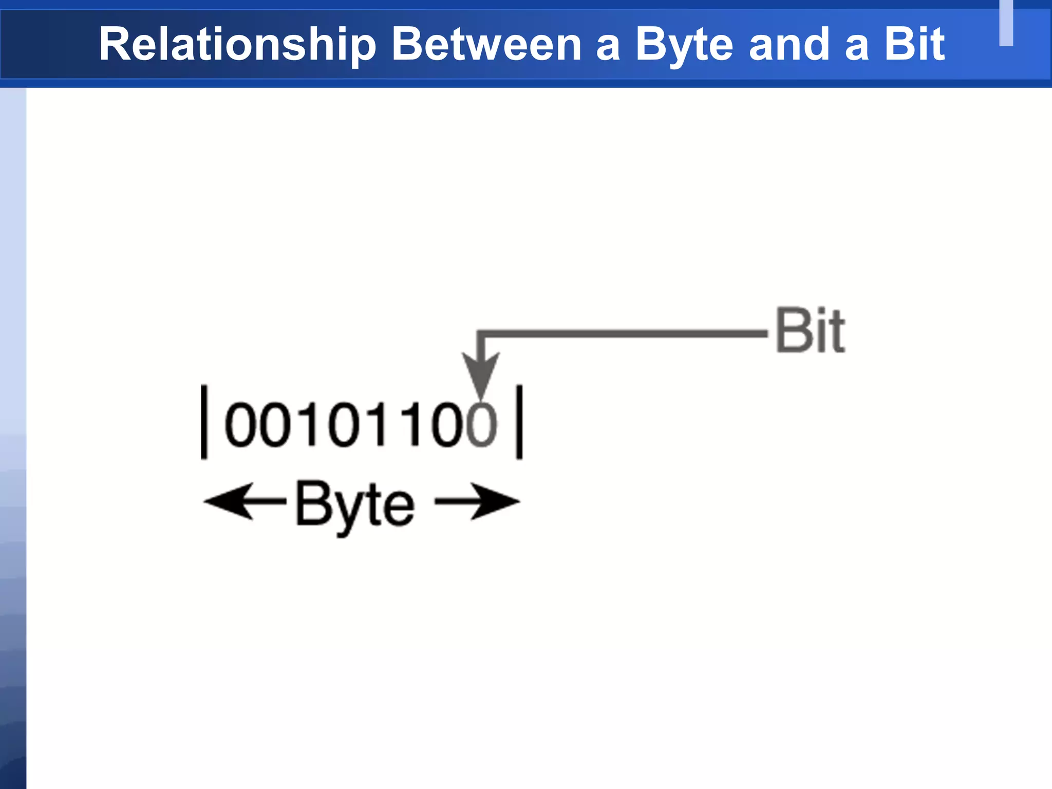 Relationship Between a Byte and a Bit
 