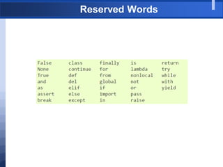 Reserved Words
 