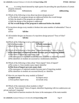 PYHTON MCQ with ANSWER - AI & DS.docx PYHTON MCQ with ANSWER according ...