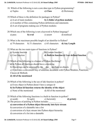 PYHTON MCQ with ANSWER - AI & DS.docx PYHTON MCQ with ANSWER according ...