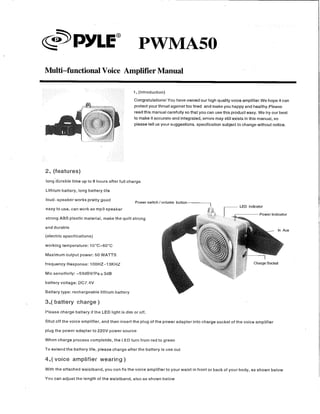 Pyle voice amplifier Manual