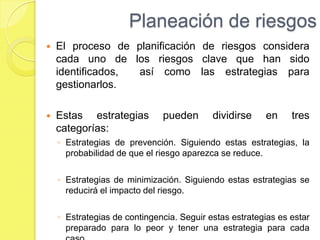 EjercicioElaborar la tabla correspondiente al análisis de riesgos