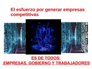 El esfuerzo por generar empresas
competitivas
ES DE TODOS:
EMPRESAS, GOBIERNO Y TRABAJADORES
 