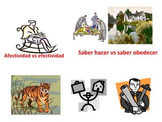 Afectividad vs efectividad
Saber hacer vs saber obedecer
 