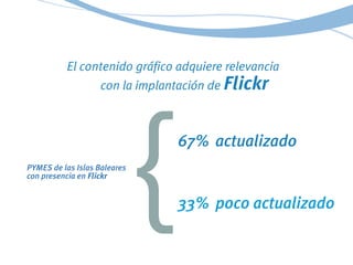 El contenido gráfico adquiere relevancia
con la implantación de Flickr
{67% actualizado
33% poco actualizado
PYMES de las ...