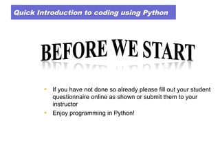 Introduction to coding using Python | PPT