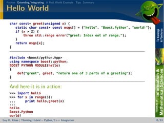 Thinking Hybrid - Python/C++ Integration
