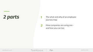 bamboohr.com pynhq.com
1 The what and why of an employee
journey map
2 How companies are using one -
and how you can too
2 parts
 
