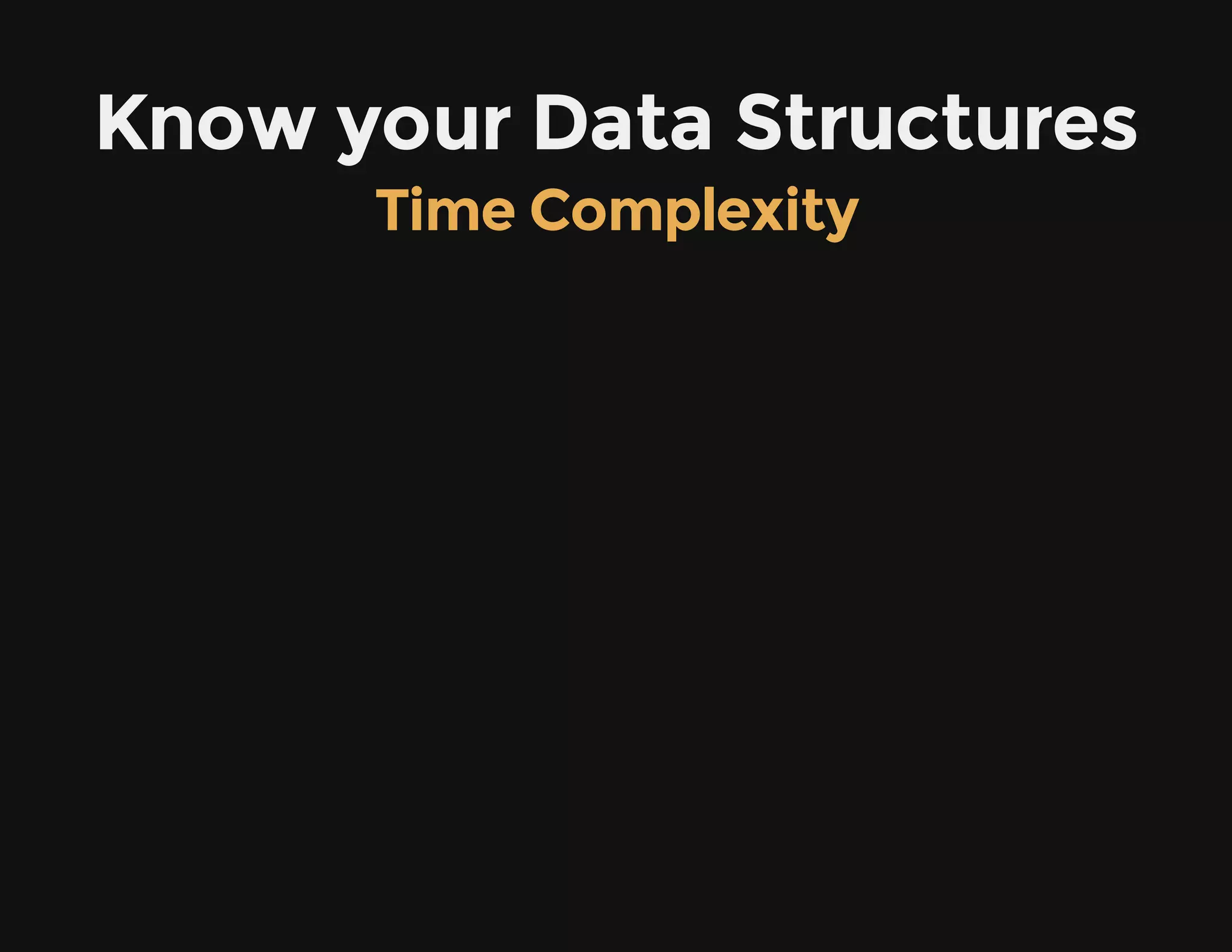 Know your Data Structures
Time Complexity
 