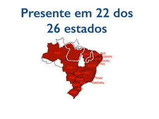 Presente em 22 dos
26 estados
 