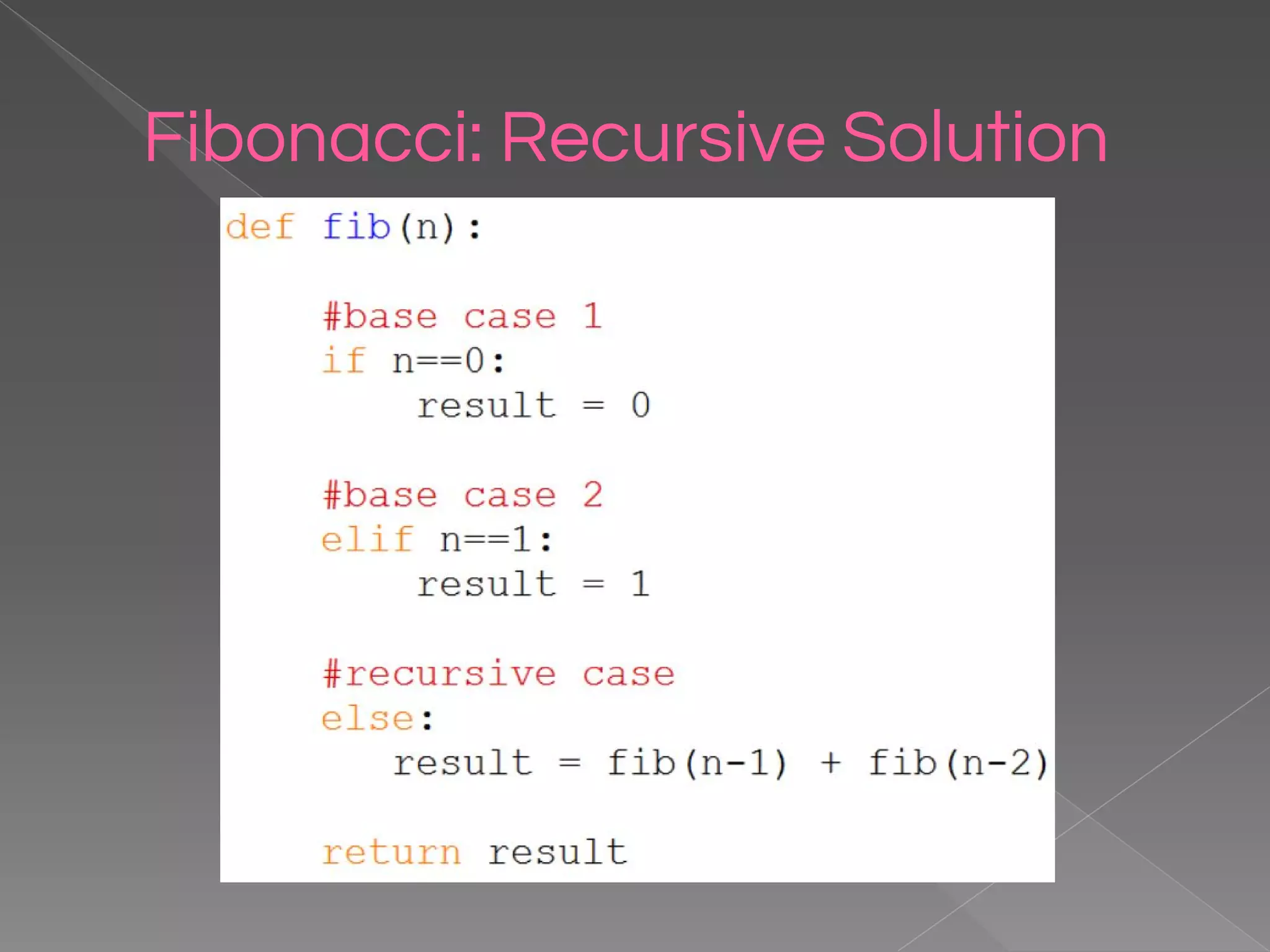 Fibonacci: Recursive Solution 