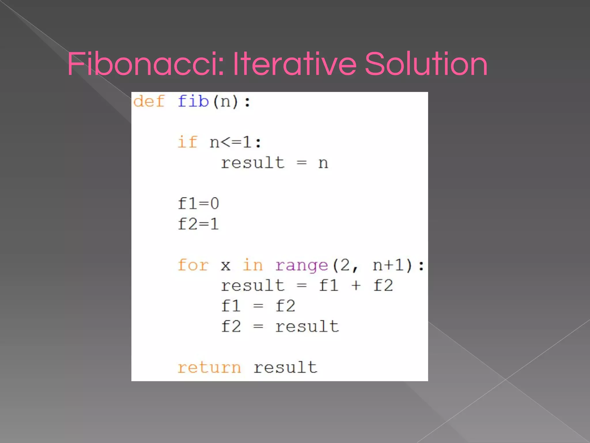 Fibonacci: Iterative Solution 