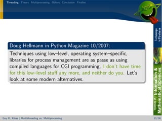 Beating the (sh** out of the) GIL - Multithreading vs. Multiprocessing