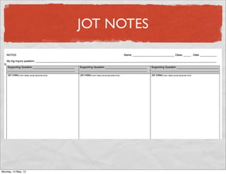 JOT NOTES




Monday, 14 May, 12
 
