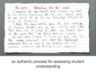 an authentic process for assessing student
              understanding
 